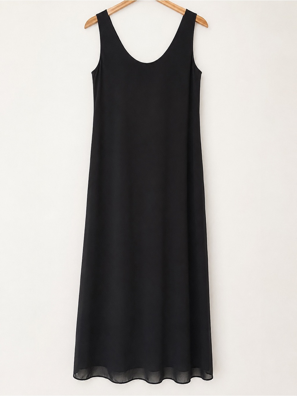 Ann Taylor Black Midi Slip Dress w button detail on back